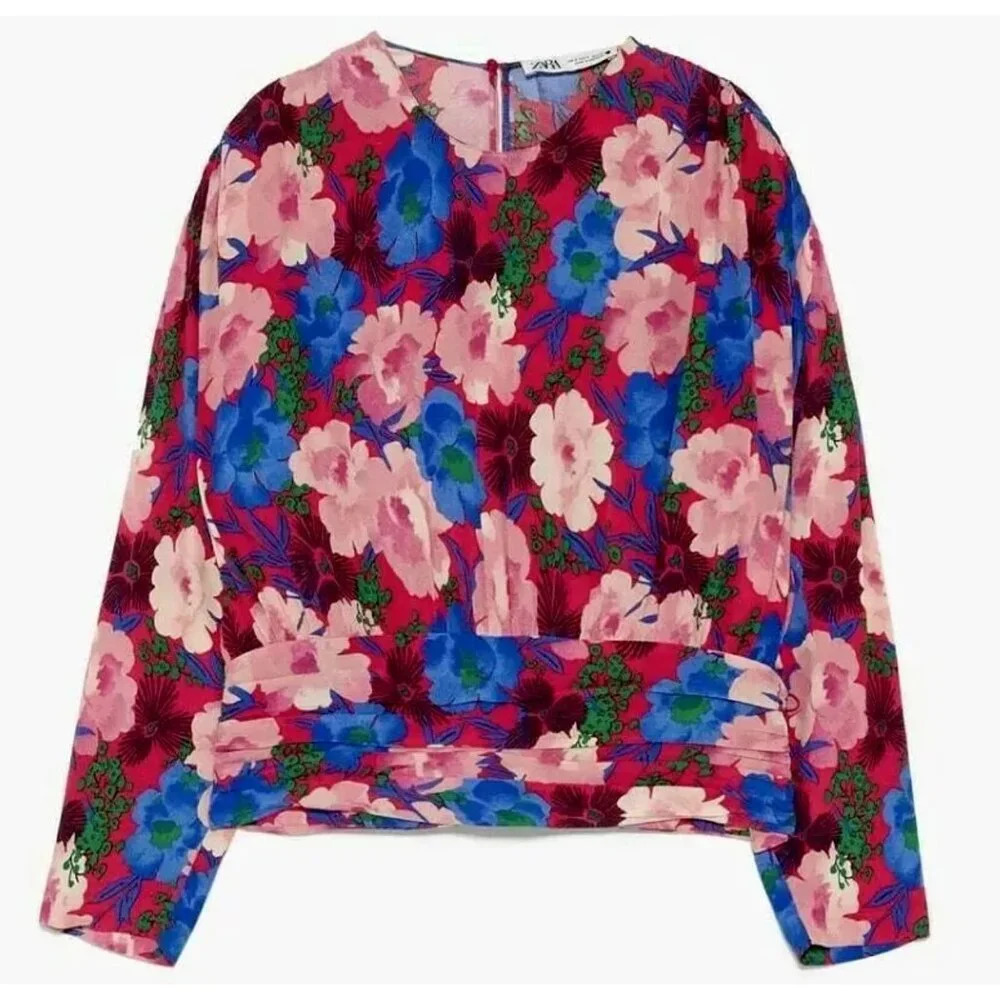Zara As Seen on TV Floral Long Sleeve Top XS
